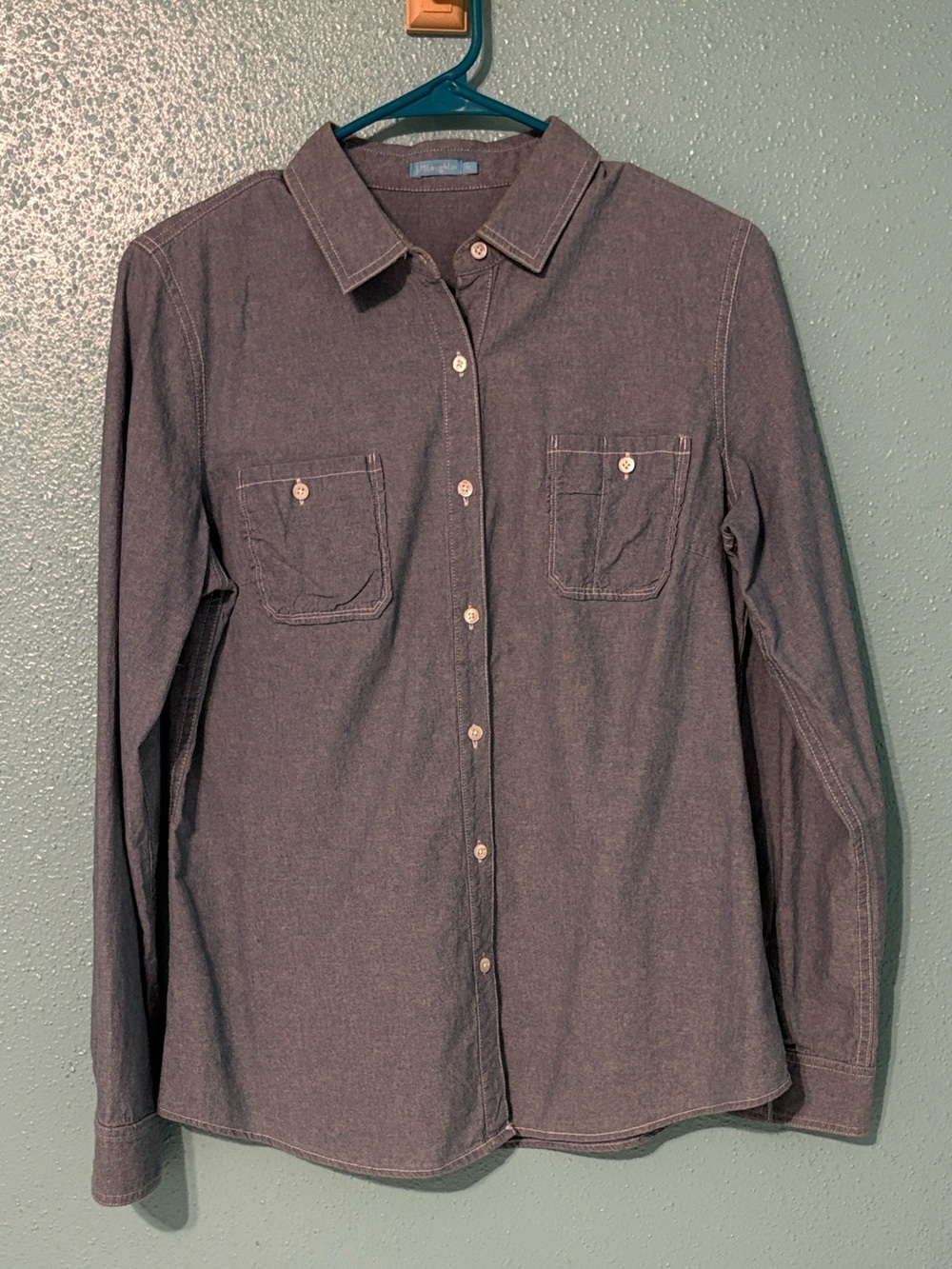 J. McLaughlin chambray button up long sleeve casual classic shirt M office wear - Picture 2 of 8